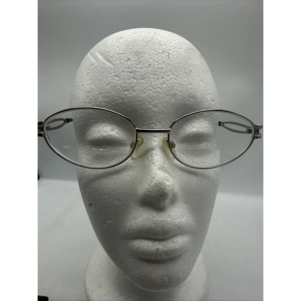 Oval Eyeglasses Frames Silver Tone Metal Full Rim Modern Stephanie Silver